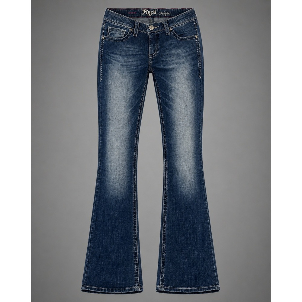 Rock 47 by Wrangler Womens Low Rise Bootcut Embellished Jeans WJX59DG 26x34